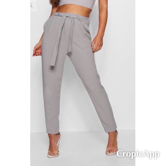 Tie waist tapered trousers - Picture 3 of 3